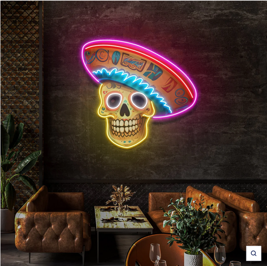 Happy Halloween with Sugar Skull | LED Neon Sign