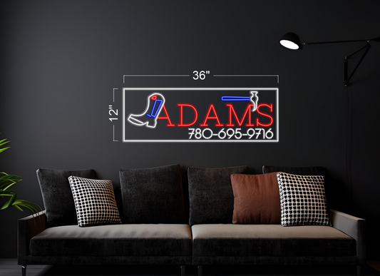 (2 sets) ADAM'S SIGN (indoor) and phone number (outdoor) | CUSTOM LED NEON SIGN