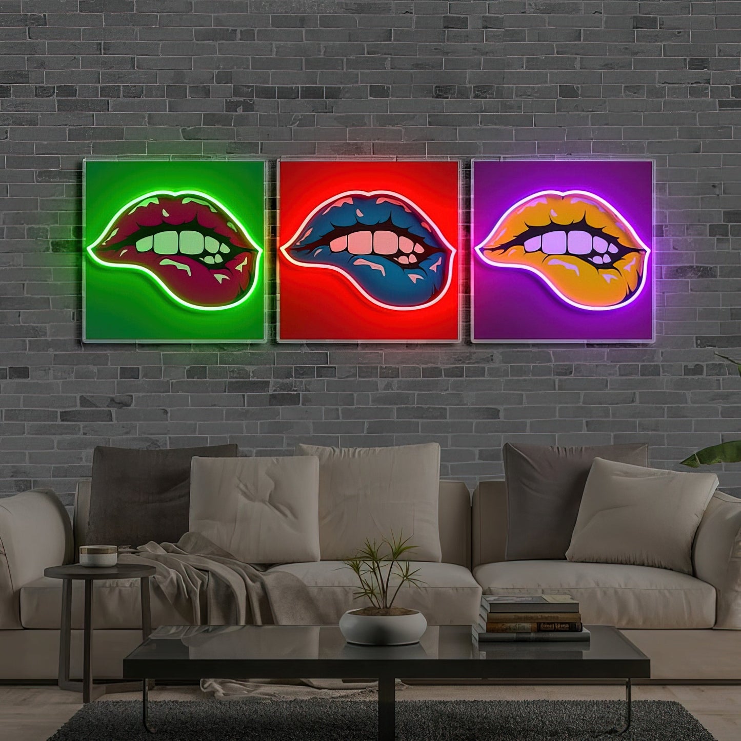 Pop Art Lips | Neon Acrylic Artwork